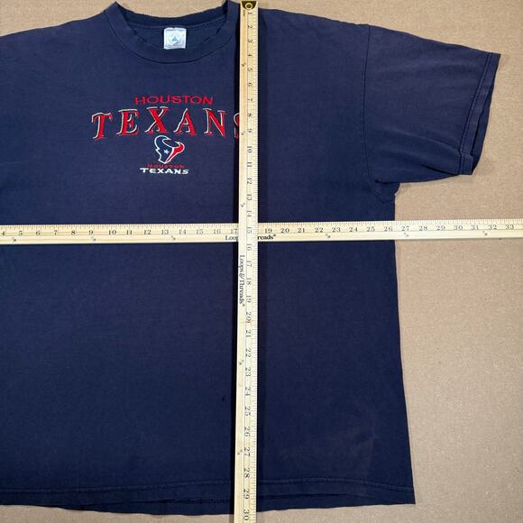 Vintage Houston Texans Embroidered T-Shirt 2XL Navy Delta Pro Weight Faded Worn - Picture 9 of 9